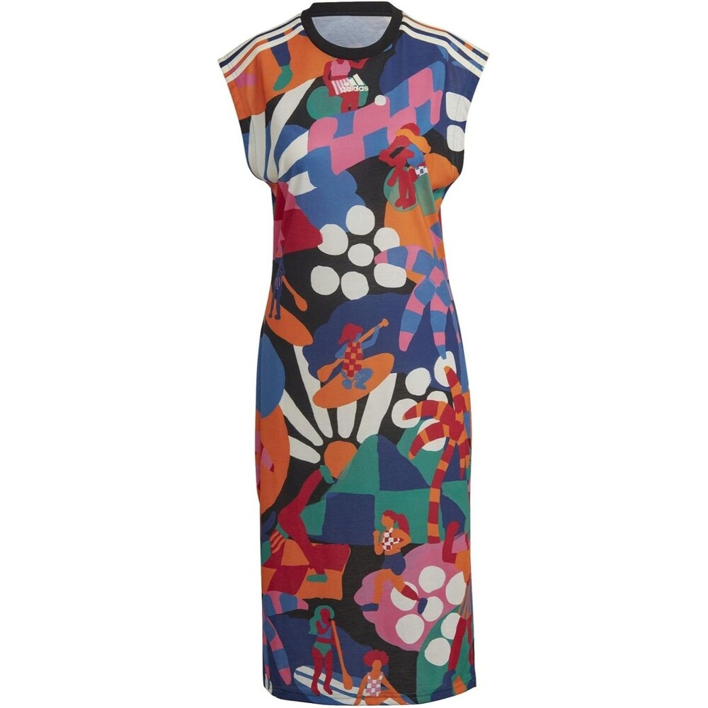 Adidas x Farm Rio Women's Tropical Sleeveless T Shirt Midi Dress Graphic Size XS